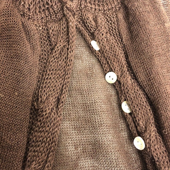 Citron Santa Monica Sweater Brown Sheer Knit Cardigan Small - Picture 2 of 7